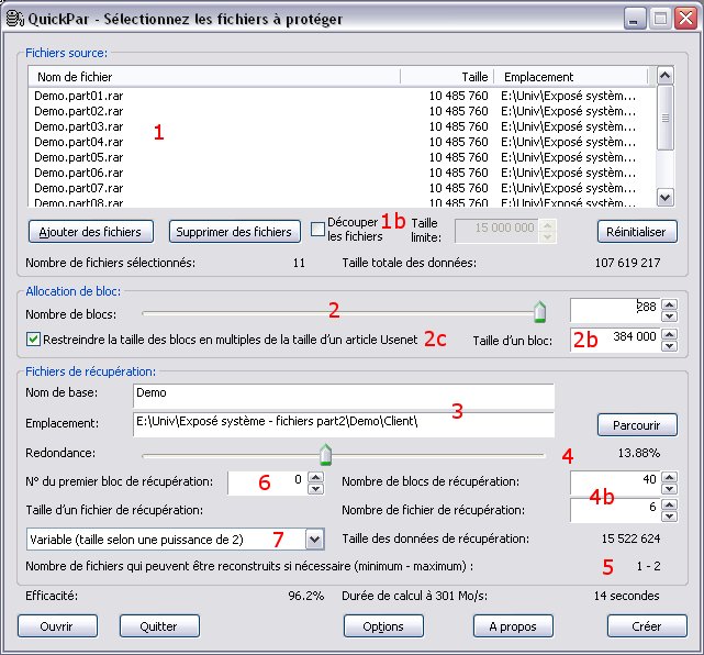 R�glage des options