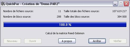 G�n�ration des fichiers PAR2 - Initialisation