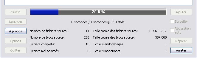 Cas 1 : Un fichier endommag� - R�paration en cours...