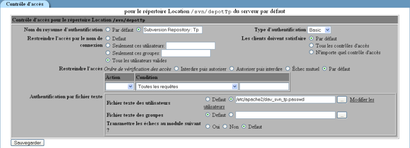 Contrôle d'accès des répertores Apache