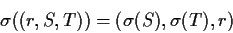 \begin{displaymath}\sigma((r,S,T))=(\sigma(S),\sigma(T),r)\end{displaymath}